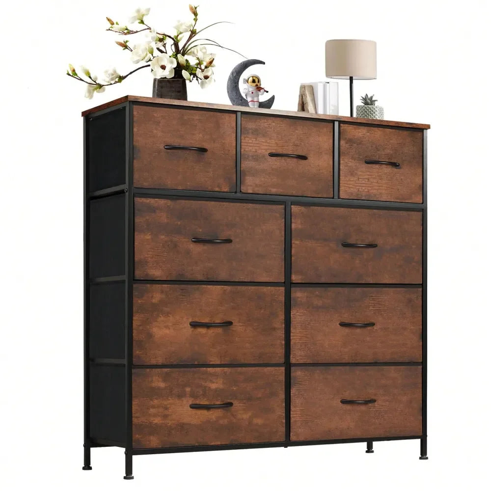 Dresser For Bedroom Drawer Dresser Organizer Storage Drawers Fabric Storage Tower With 9 Drawers, Chest Of Drawers With Fabric